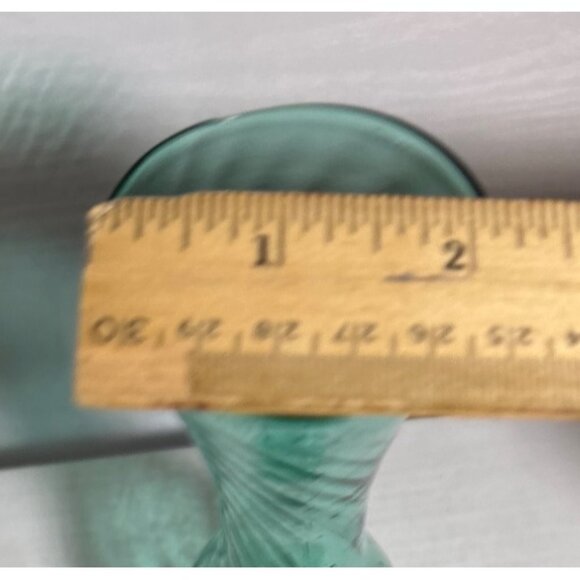 Vintage Hand-Blown Green Glass Vase With Swirl Pattern Pedestal Base 8" MCM - Picture 8 of 8